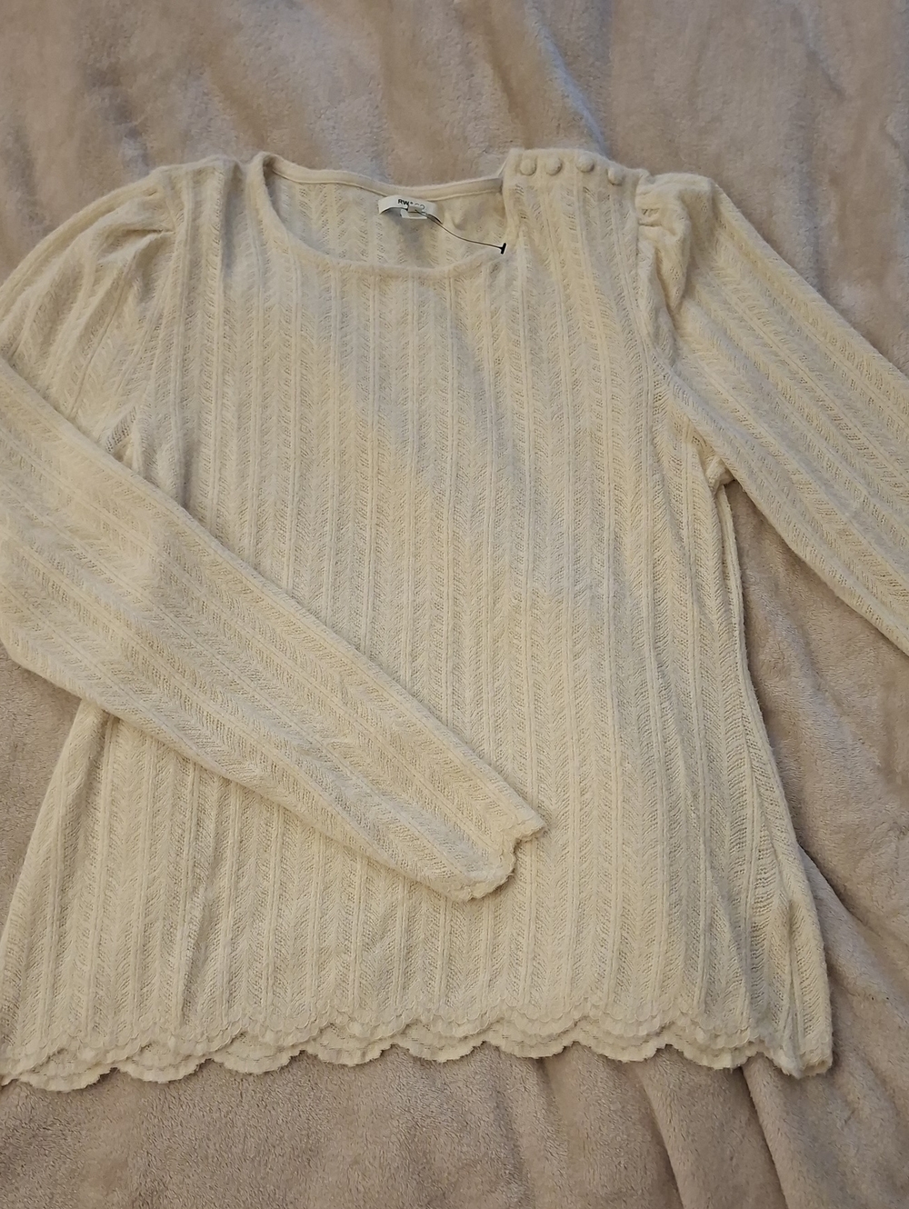 NWOT Cream Cable-Knit Long Sleeve Sweater - RW&CO